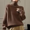 Autumn And Winter New European Turtleneck Wool Sweater Women'S Thickened Loose Lazy Wind Sweater Solid Color Large Size Knitted Bottoming Shirt