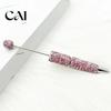 Crystal Diamond Gel Pen Beadable Pens, Bling Rhinestone Beaded DIY Bead Pen, Shaft Decorative Craft Black Ink Ballpoint Pens for Decorations