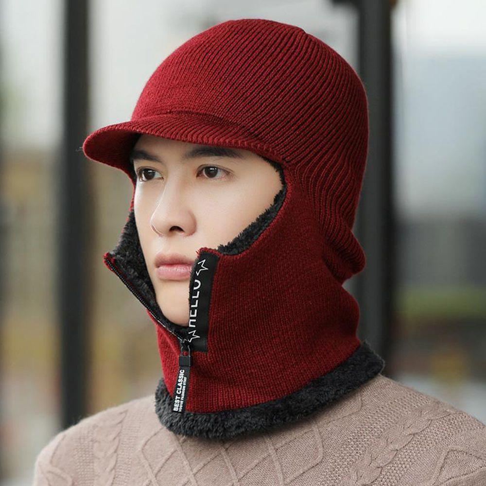 Riding Male Plush Bib Hood Windproof Thicking Hat Collar Plush Hat Beanie Hat Scarf Bib Hat