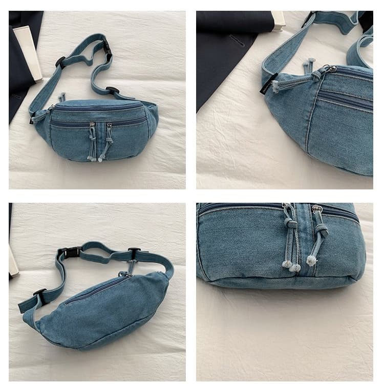 Borsa pettorale in denim lavato retrò americano