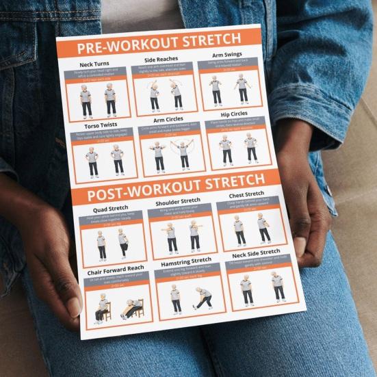 2 Stück Ganzkörper-Sitz-Dehnungs-Poster-Diagramm für Senioren Stuhl-Übungsroutine-Anleitung für Ältere Gelenkschonender Flexibilitäts-Trainingsplan