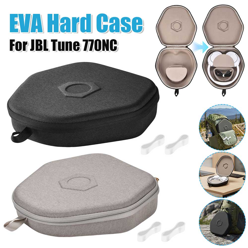 Carrying Case for JBL Tune 770NC/710BT/720BT/760NC/700BT/750BTNC EVA Hard Case Shockproof Waterproof Portable Travel Wrist Strap nero