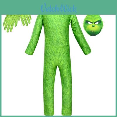 Eye-catching Grinch Cosplay Costume For Kids Perfect For Halloween Parties!