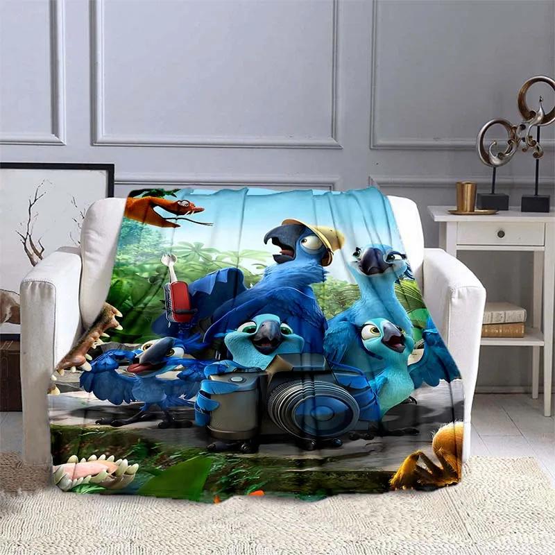 6 Größen Papagei Rio Bedruckte Decke Kinder Erwachsenendecke Weiche und Warme Bettwäsche für Bett Sofa Outdoor Reise Überwurfdecke