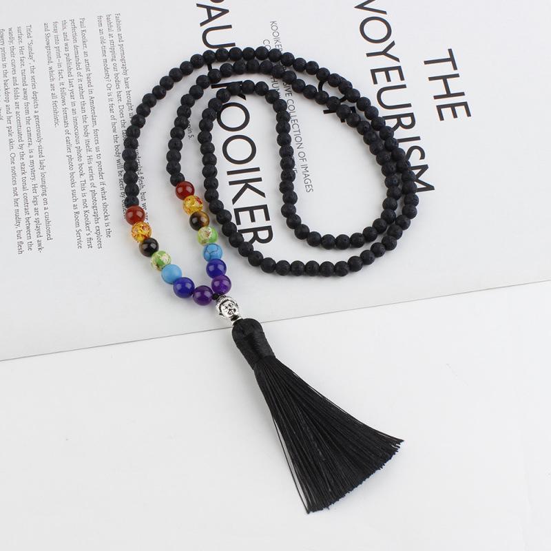 Seven Chakra Volcanic Stone Aromatherapy Yoga Necklace