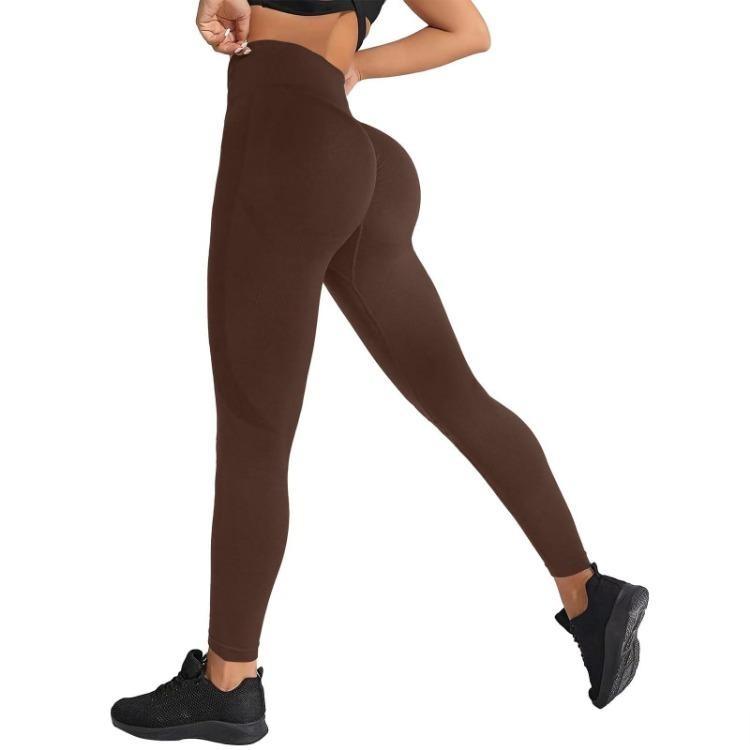 Pantalones de Yoga de Cintura Alta para Mujer Sin Costuras Levanta Glúteos Ajustados Fitness Mallas Casuales