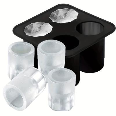 Stampo per cubetti di ghiaccio in silicone a 4 cavità per bicchieri da whisky, stampo per cubetti di ghiaccio cilindrici riutilizzabili per congelatore, perfetto per bevande e bevande