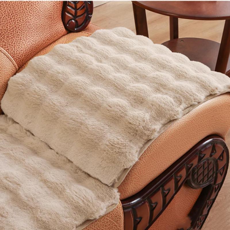 Thickened Rabbit Plush Sofa Cover Universal Non-slip Winter Warm Sofa Towel Couch Cushion Slipcovers for Living Room Furniture