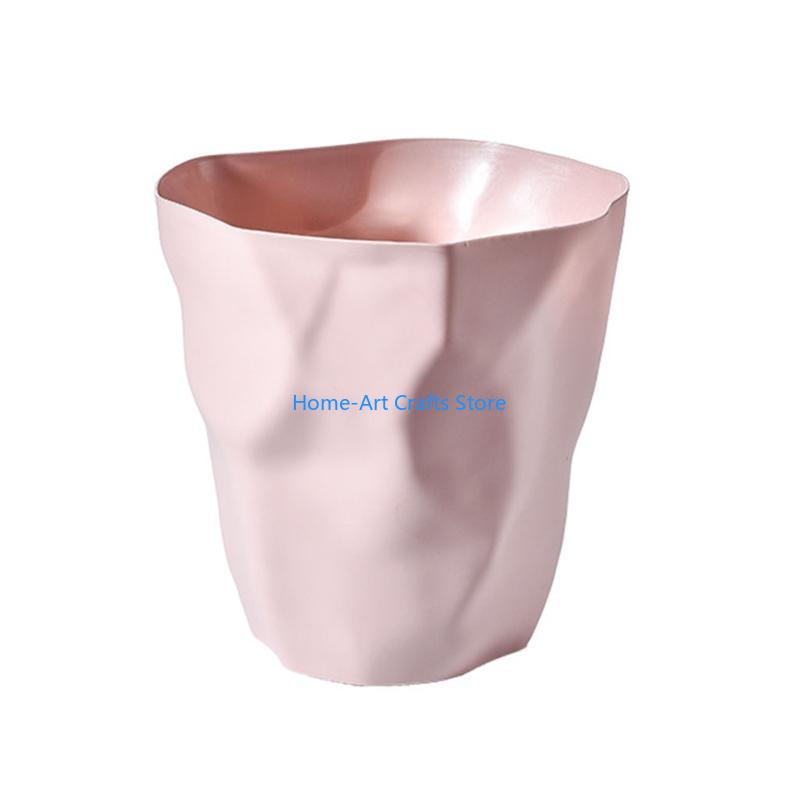 Y3NA Nordic Irregular Trash Can Modern Color Plastic Garbage Rubbish Bin Waste Basket Basin Bucket Flower Pot