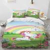 Unicorn Cute Cartoon Comforter Bedding Set,Duvet Cover Bed Set Quilt Cover Pillowcase,Queen Bedding Set for Child Boy Girl Gift