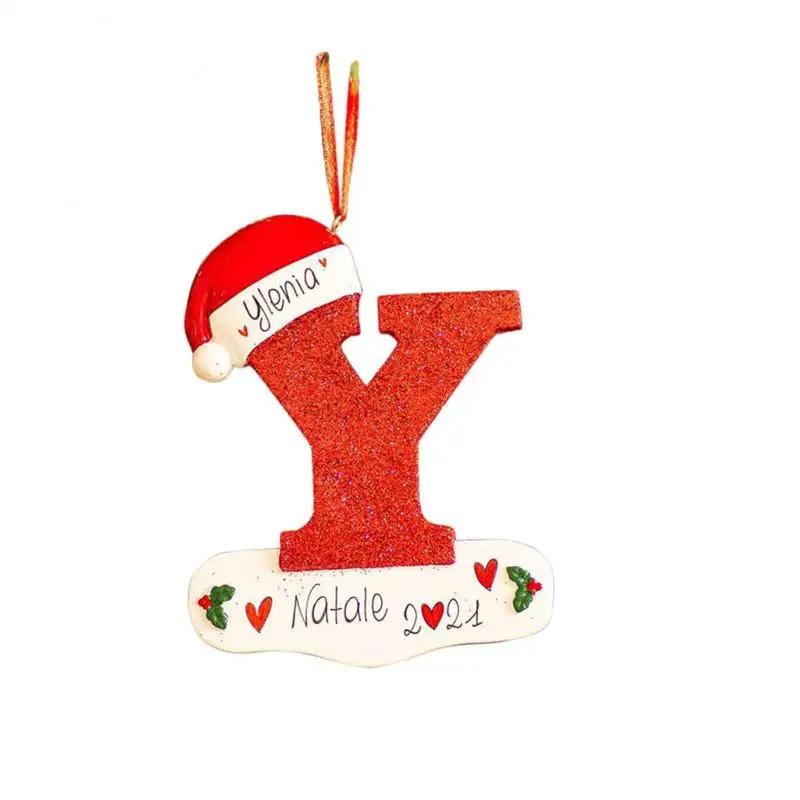 Christmas Tree Decoration Letter Pendant 26 Letters Home Holiday Wooden Pendant Xmas New Year Decor Ornament Customizable