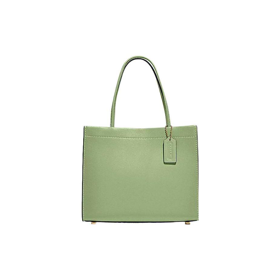 

New COACH Cashin Leather Tote Bag, Shopping Bag, Handbag, Crossbody Bag Small Women s Sage Green C8544-B4TY6 22.1*12.4*19.6CM