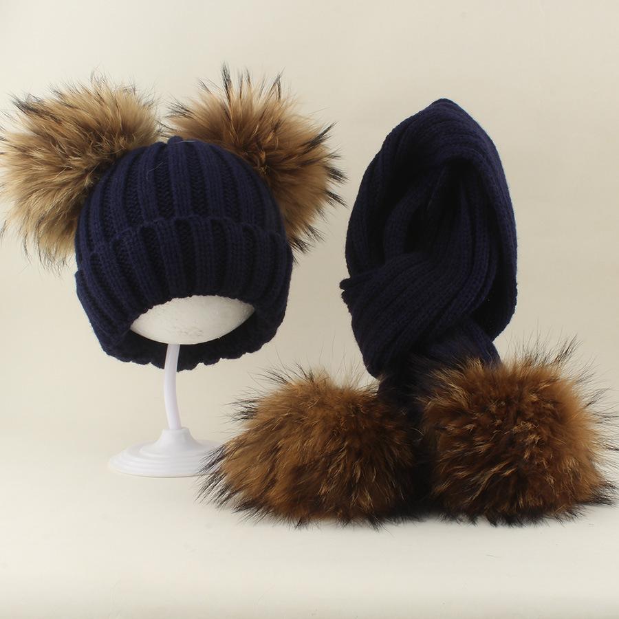 Kids Winter Warm Knitted Set Pom‑pom Hat Scarf Gloves 3‑Pcs Set Or Single Beanie Hat Windproof Ear Protection For Boys Girls Cold Weather Outdoor