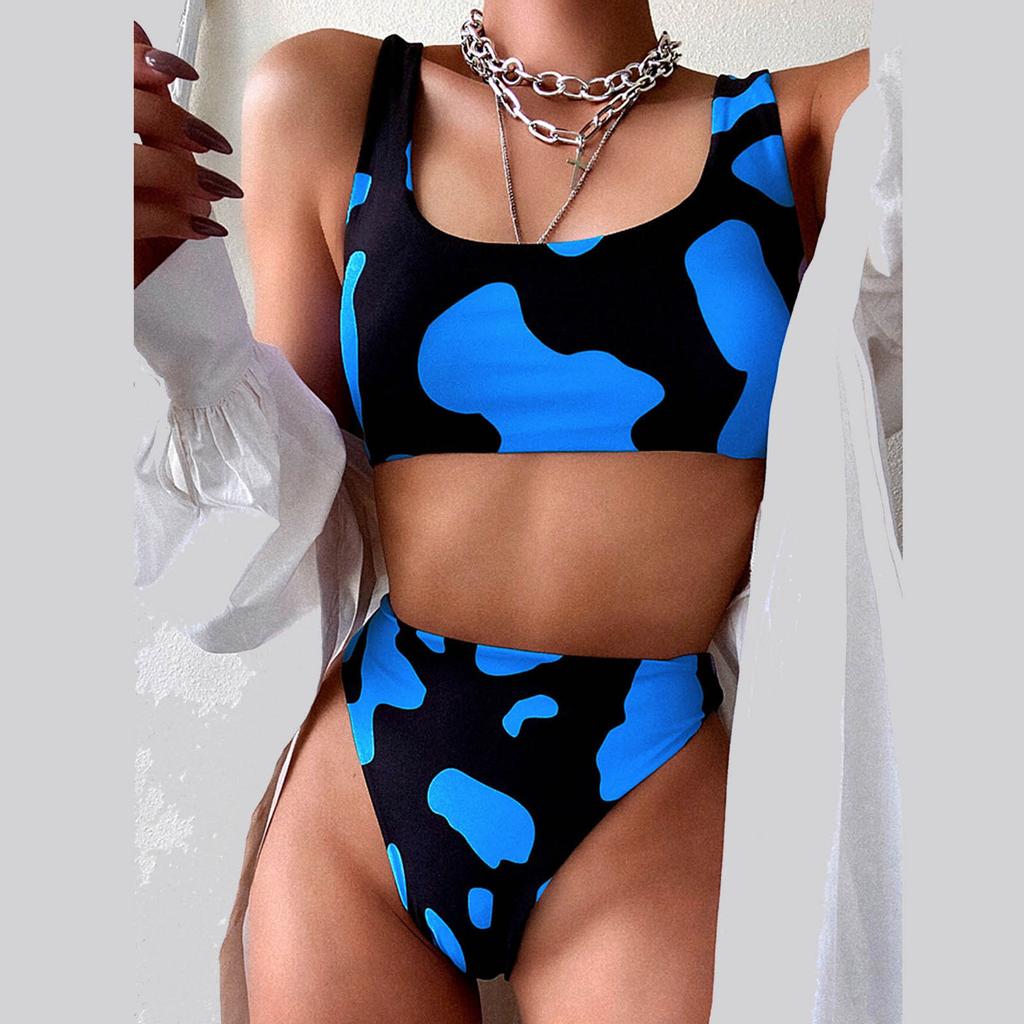 Women Cow Print Bikini Set Push-Up Brazilian Swimwear Beachwear Swimsuit