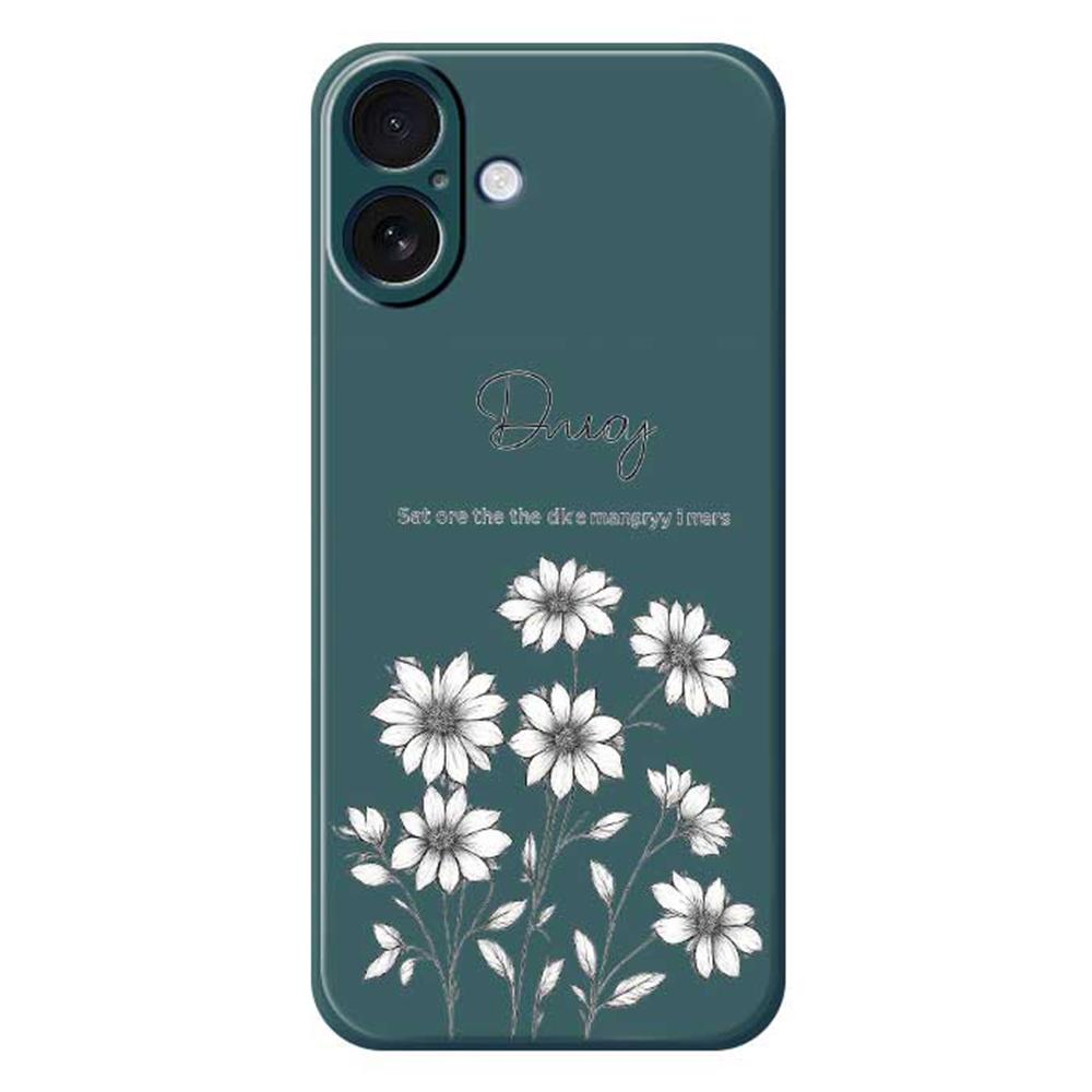 For iPhone 17 Case Sketch Flowers Pattern Printing Straight Edge TPU Phone Back Cover