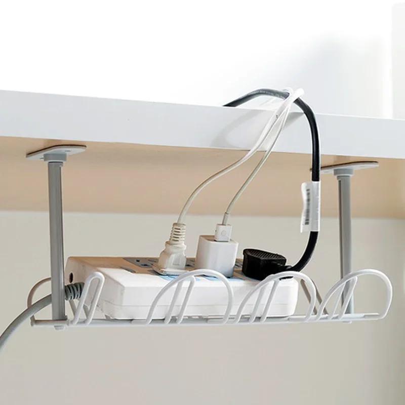 Under-table Storage Rack Table Bottom Power Socket Holder Hanging Rack Line Finishing Desk Kitchen Wall Mounted Storage Racks