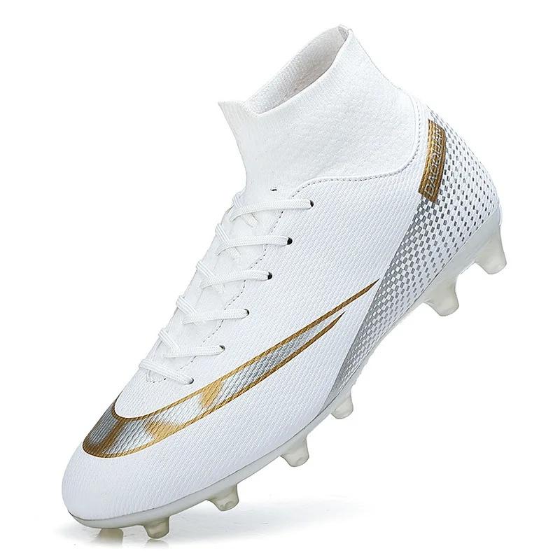 Plus Size Football Shoes Men's High Top Youth Student Competition Training Shoes Artificial Turf Long Spike Basketball Shoes