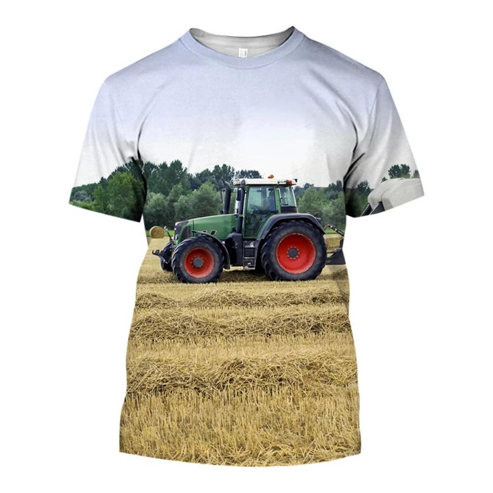 3D traktorový potisk Pánské tričko Letní trend Farmář Uniforma Móda Harajuku Tričko nadměrné velikosti Volný čas Halenka s kulatým výstřihem Topy