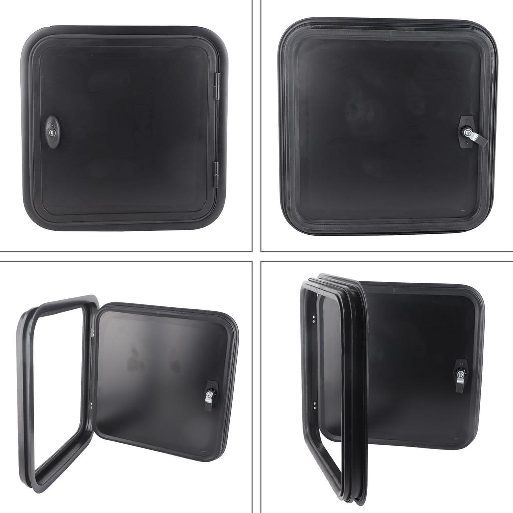 RV Baggage Door UV Proof Square Rounded Corner Black Compartment Storage Door for Camper Motor Caravan