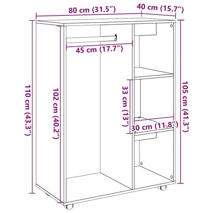 VidaXL Garde-robe vieux bois 80x40x110 cm bois d'ingénierie, armoire de rangement, organisateur de garde-robe, organisateur 856668