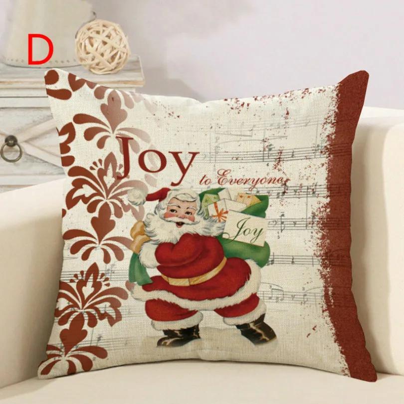 Santa Linen Pillow Home Furnishing Imitation Linen Pillowcase Car Sofa Cushion Pillow