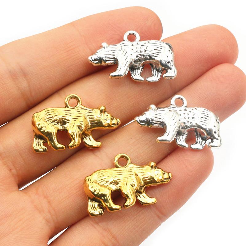 10pcs 24x15x5mm Bear Charms Pendant Alloy Metal DIY Jewelry Making Accessories Findings for Necklace Bracelet Keychains Findings