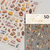 Cartoon Cute Bear Pudding Pretzel Bread Croissant Cookies Shiny 3D Self Adhesive Nail Art Stickers Bakery Lovely Manicure Decals
