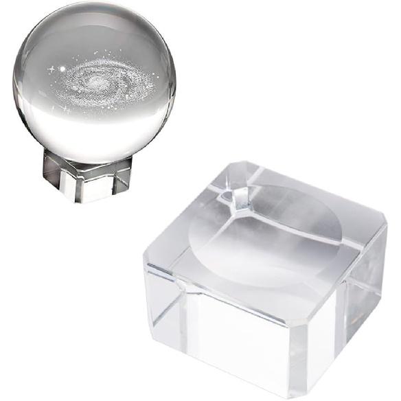3pcs Clear Crystal Ball Stand with Concave Elegant Display Holder for Round Items for Home Office and Collectibles