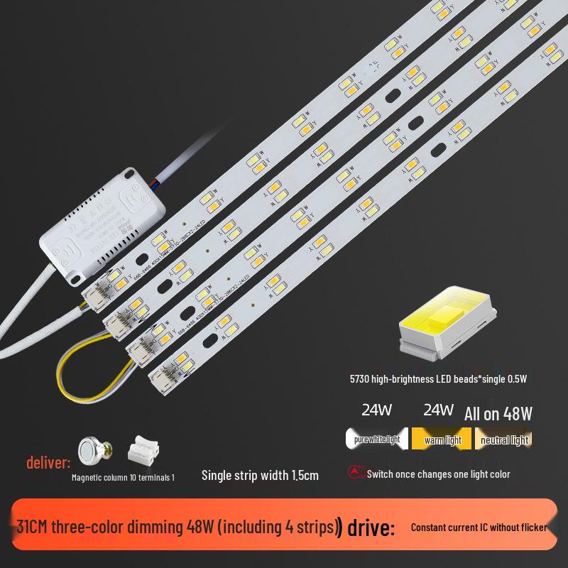 Three-Color LED Strip Light Panel for Living Room Ceiling