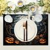 4/6pcs Halloween Placemats Spooky Old Castle Pumpkin Cafe Home Decorations Linen Holiday Atmosphere Gods