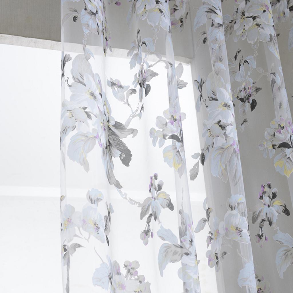 Premium Sheer Curtains Black White Flower Print Window Gauze For Living Room Bedroom Window Screen Curtain Home Décor