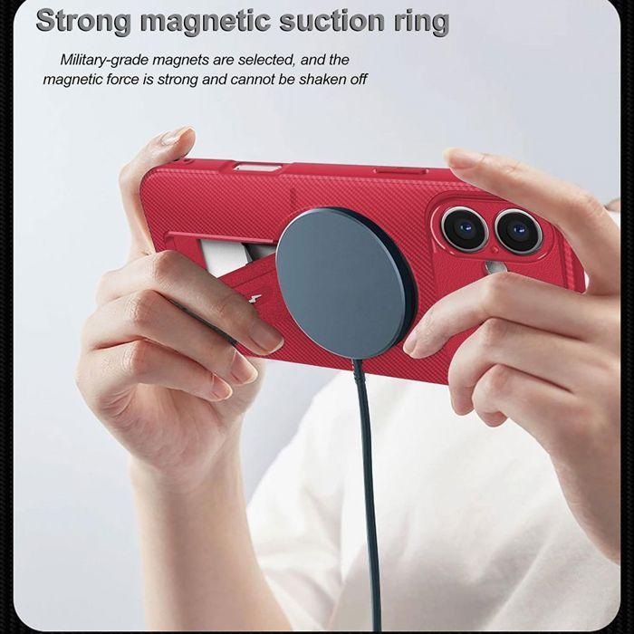 Coque de Protection - BOOLING - pour iPhone 17 - Silicone avec Cercle Magnétique Support Rouge - 2 Vitres