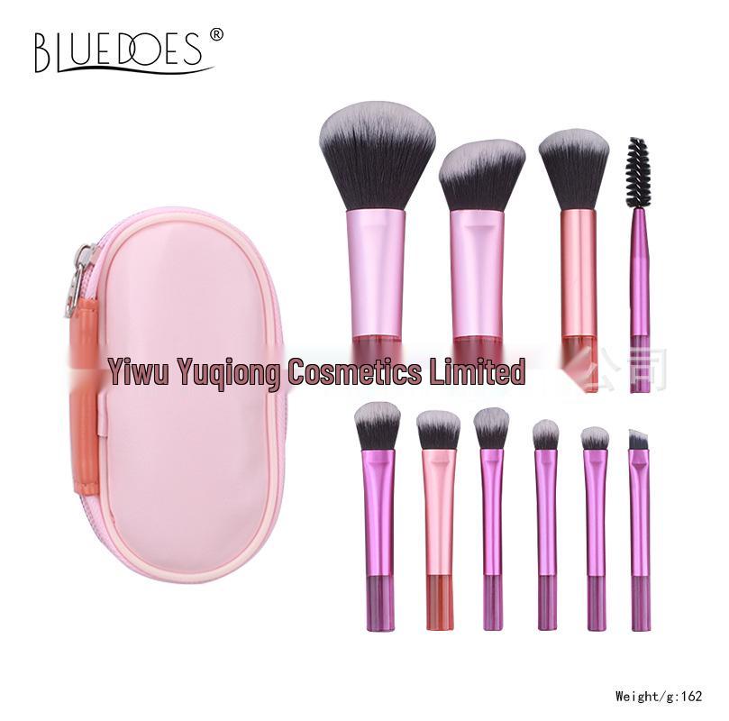 Crystal Handle 10-Piece Mini Makeup Brush Set: Portable Travel Contouring, Eyeshadow & Powder Beauty Tools.