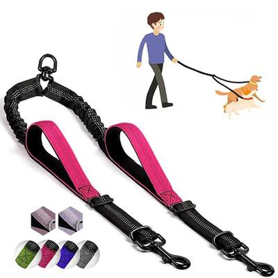 Zieh-Stopp-Design Doppelleine für Hunde Keine Verhedderung Stoßdämpfend Leine für zwei Hunde Elastisch 360° Schwenkbare Schnalle Doppelkopf Haustierseil