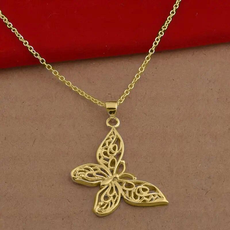 Necklace Butterfly Pendant, Hollow Necklace With A Sense Of Design, Versatile Women'S Necklace With Temperament