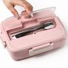 Microwave Lunch Box Wheat Straw Dinnerware Food Storage Container Bento Box Children Kids School Office