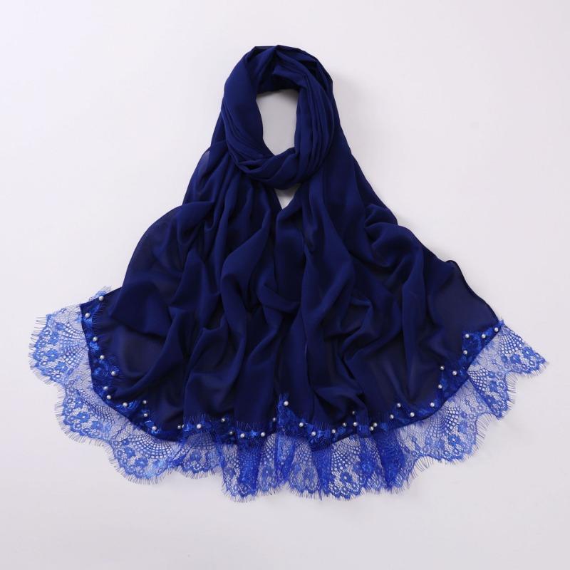 Eyelash Lace Chiffon Scarf With Beads For African Women