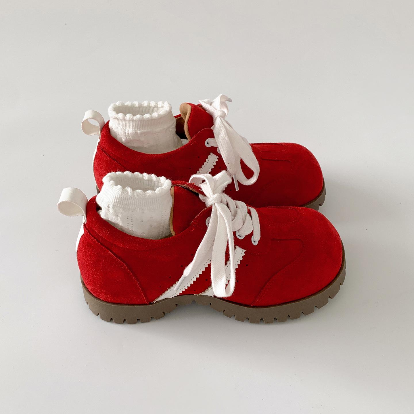 

Red retro round head thick sole inner height-increasing German training shoes women s 2025 new summer casual versatile Birken sports shoes 35 красный