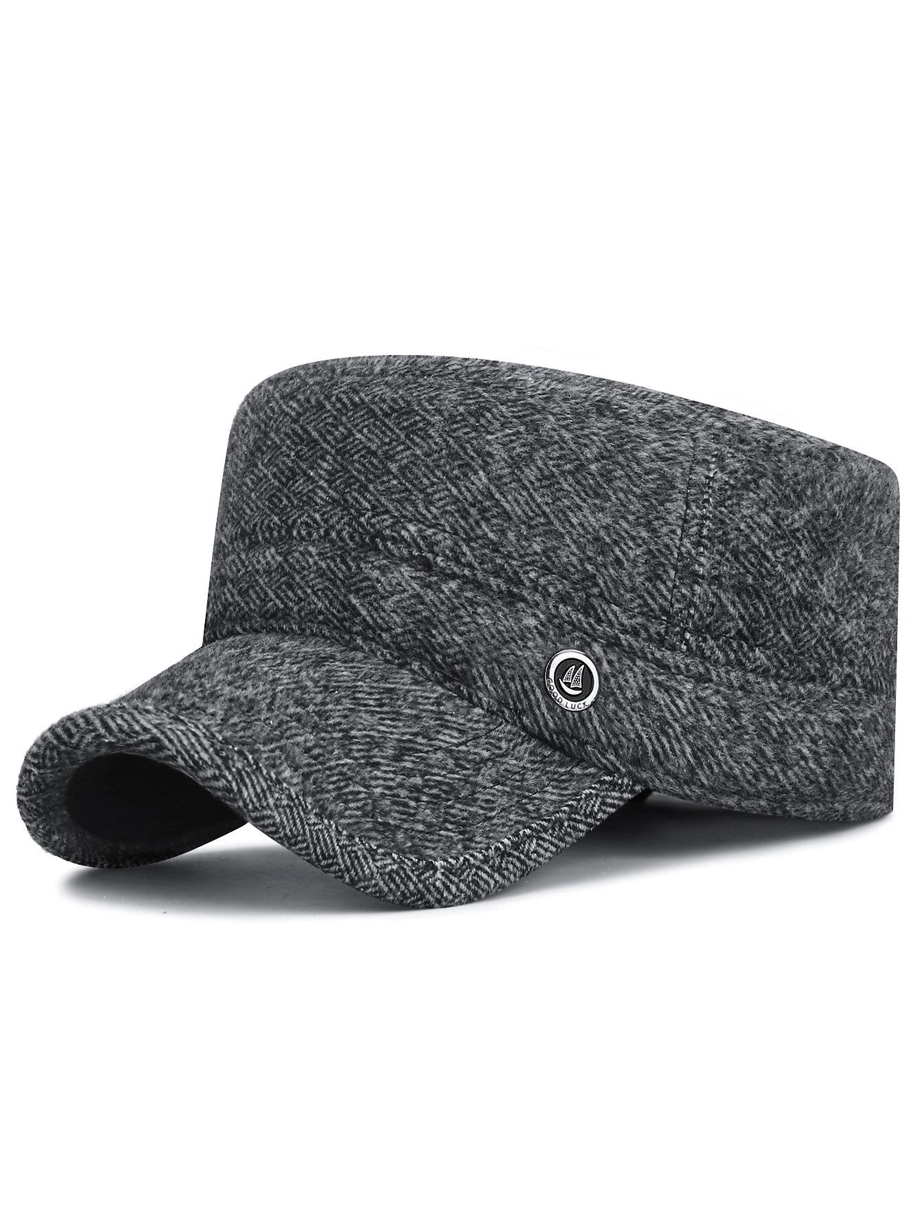 

NORTHWOOD Зимние мужские уличные ветрозащитные теплые шляпы с плоским верхом, утолщенная защита ушей, кепка с плоским верхом, хлопковая бейсболка 55-60 cm серый