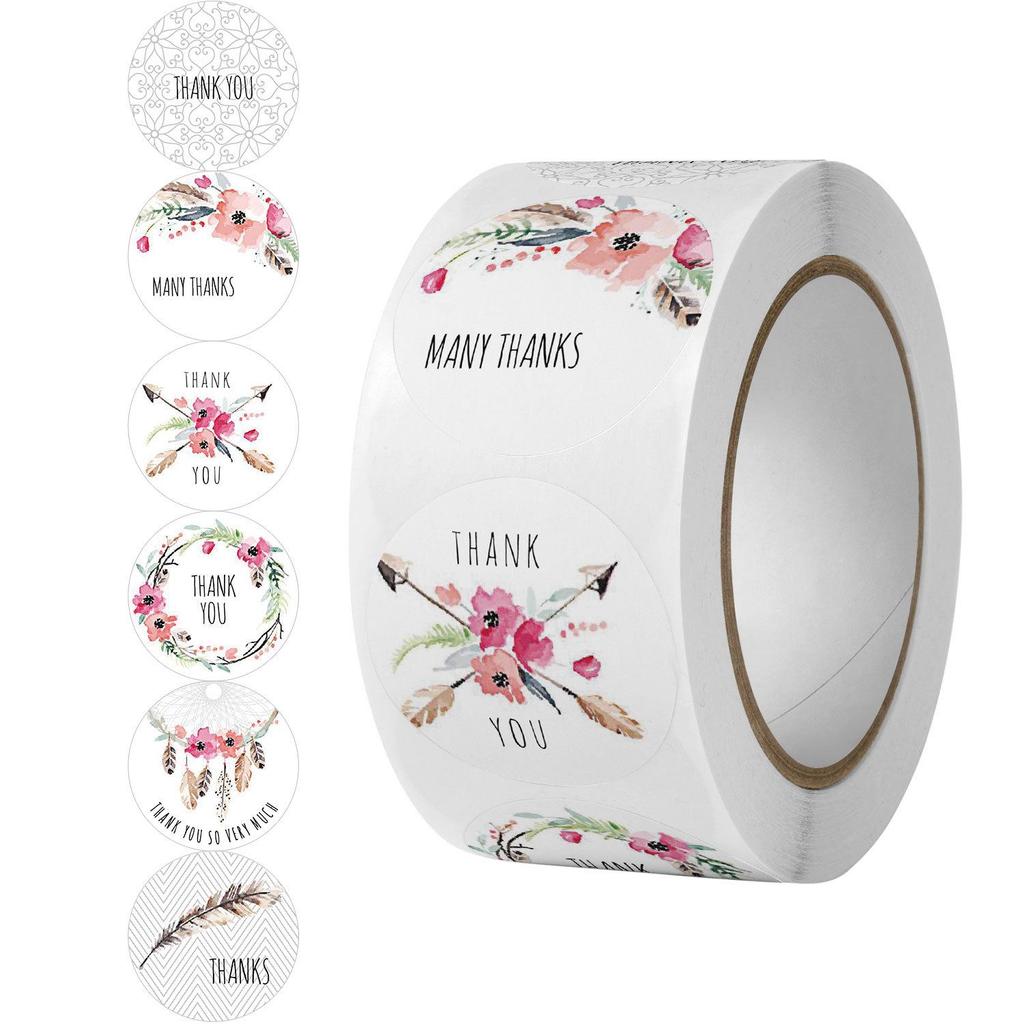 500 Self-Adhesive Thank You, Dessert, Cake, & Baking Stickers - Cartoon & Floral Styles for Children & Wedding Rewards