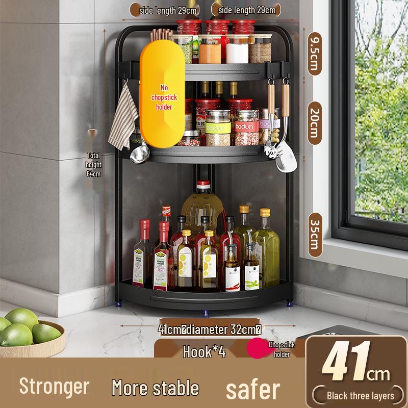 Corner Kitchen Rack: Multi-functional Triangle Knife Holder & Seasoning Jar Storage Organizer.