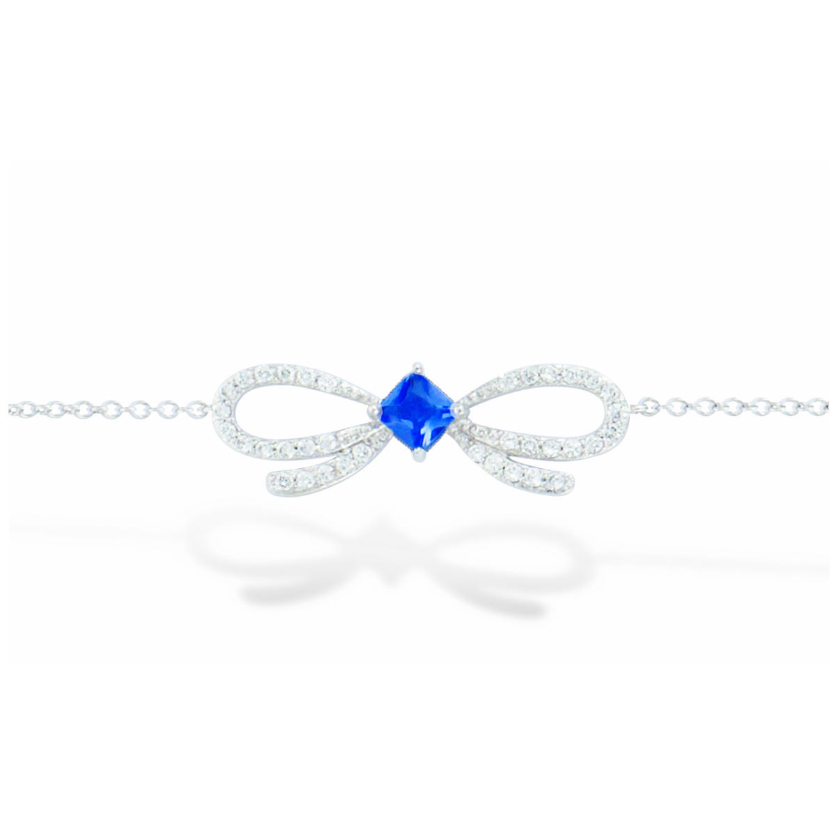 

Les Trésors De Lily [L7212] - Bracelet Argent Noeud Romantique saphir blanc (rhodié) - 25x8 mm