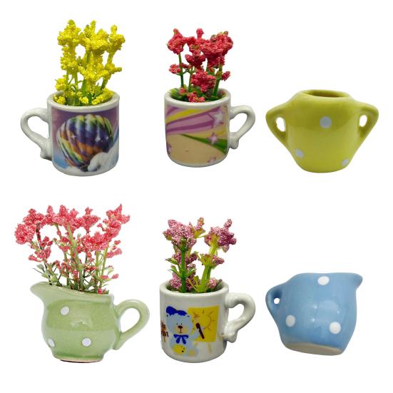 6/8Pcs Mini Ceramic Vase Refrigerator Magnet Home Office Kitchen Locker Fridge 3D Miniature Flower Vase Magnetic Decoration Ornament