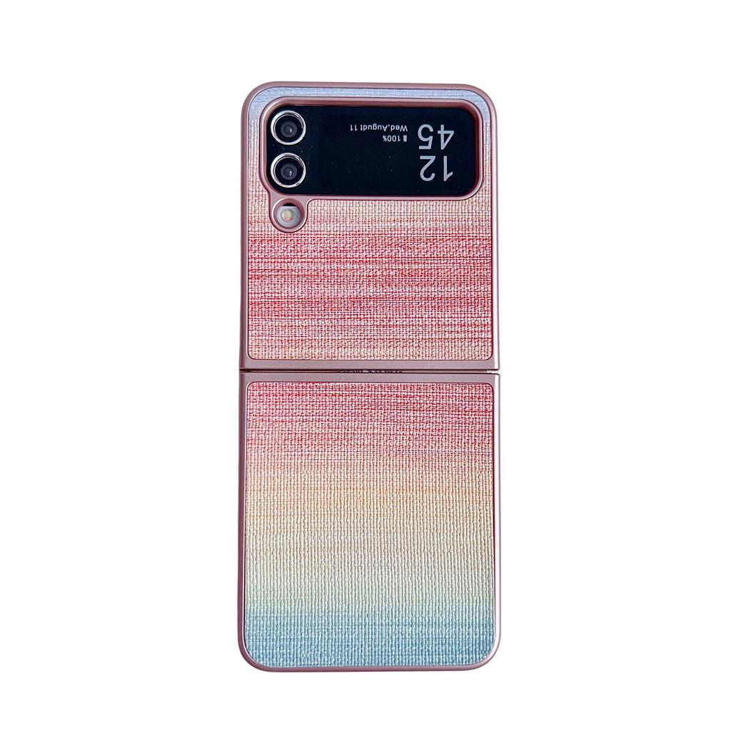 Iridescent Leather Texture Phone Case for Samsung Galaxy Z Flip7/6/5/4 - Folding Protective Cover