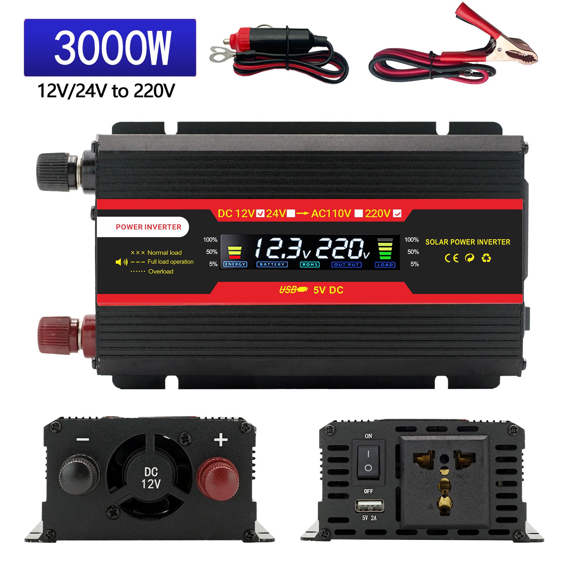 

Автомобільний інвертор 12V 220V 3000W 4000W 6000W P peak Power Inverter Voltage Converter Transformer 12V 220V Inversor + LCD Display 12V 220V 3000W чорний