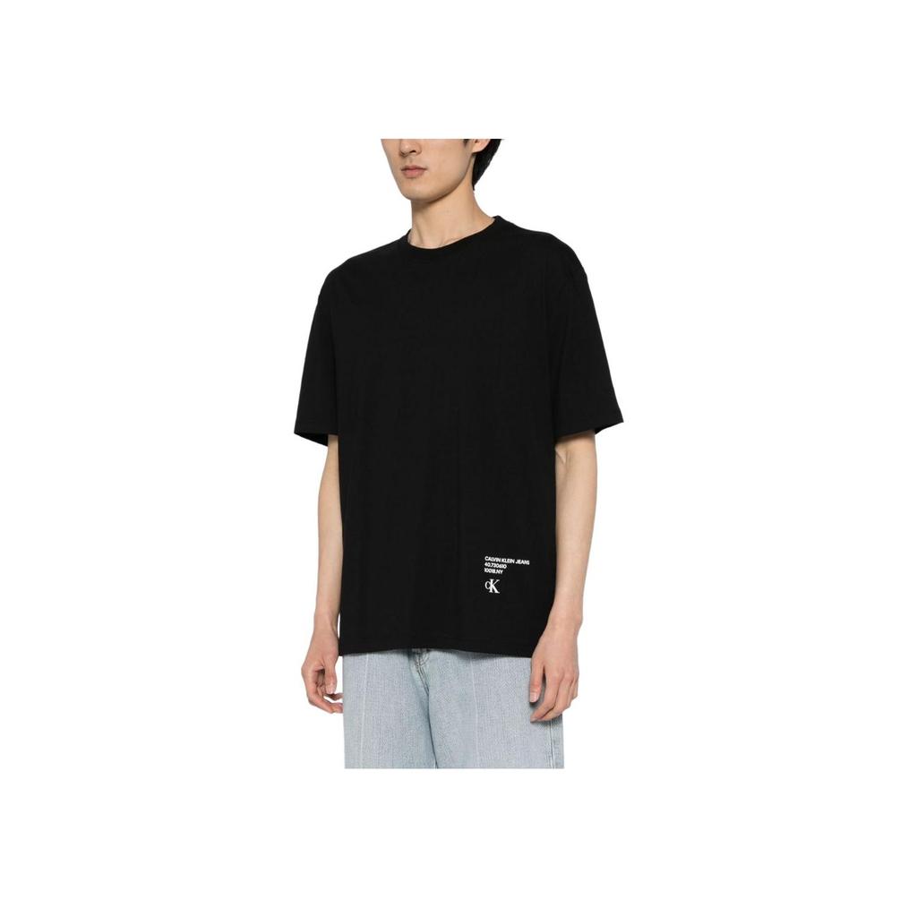 Calvin Klein Loose Modern Metallic Logo Crew Neck Short Sleeve T-Shirt Men Tops Black J324759-BEH