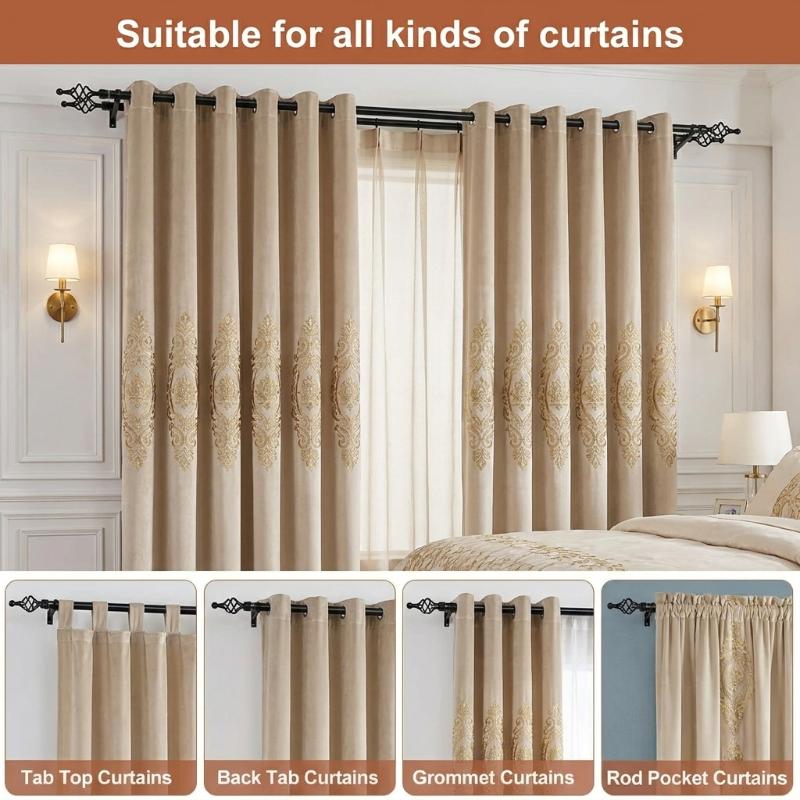 Extendable Metal Spiral Curtain Rod Set With Complete Accessories,Bracket Screws & Tox Thick 25/28Mm