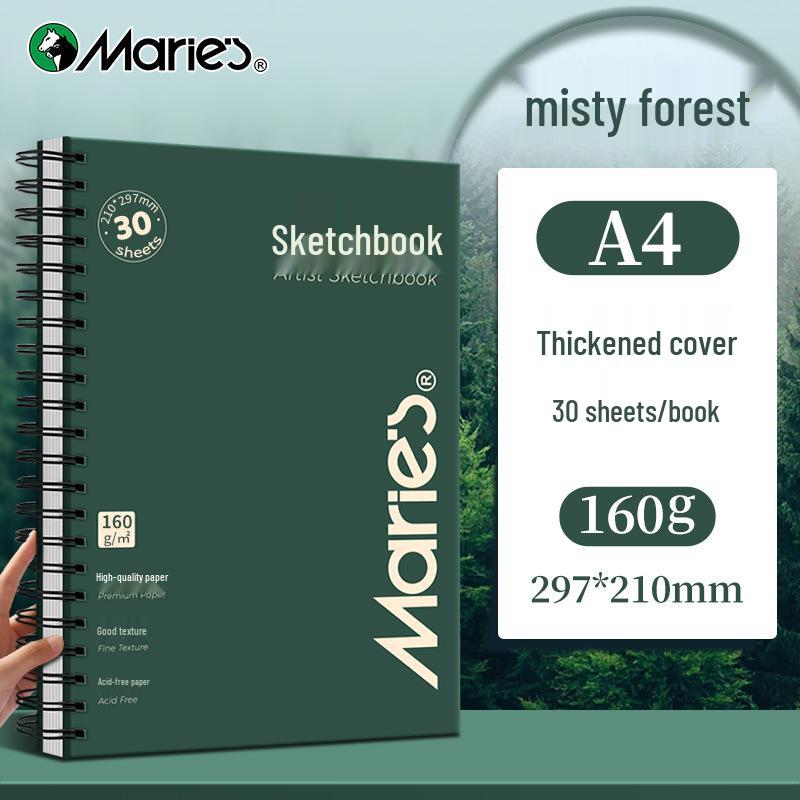 Mali Art Student A4 Thickened Cowhide Spiral Sketchbook, Blank for Hand-Painted Drawings