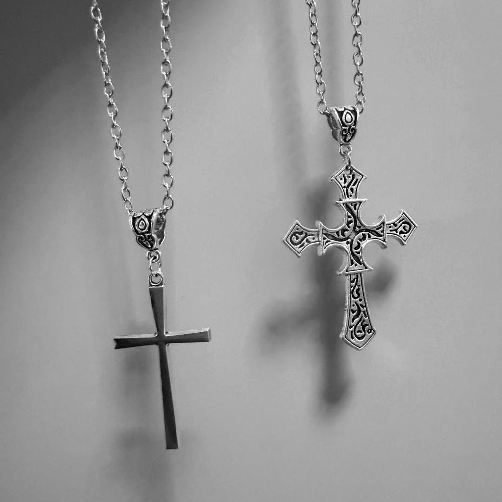 Cross Necklace For Men With Alloy Pendant And Chain Fashion Street Style For Daily Wear