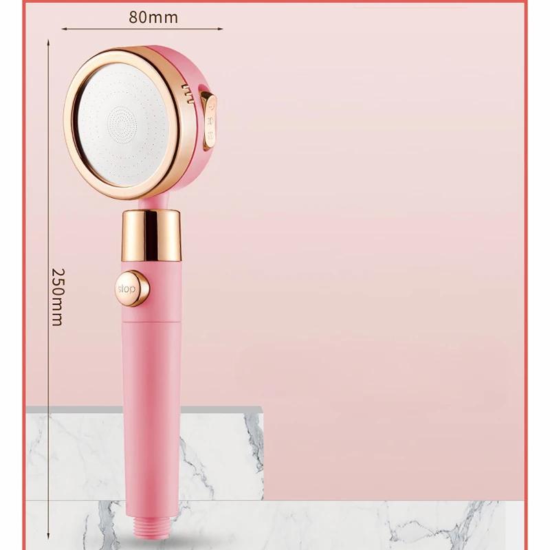 Three-speed Adjustment 360 Degree Rotation with One Key To Stop Filter Shower Head Water Saving Rainfall Round Spray Nozzle